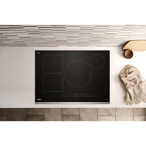 Whirlpool Intelligent 30" 4-Element Induction Cooktop (WCIT7530SS) - Black/Stainless Steel
