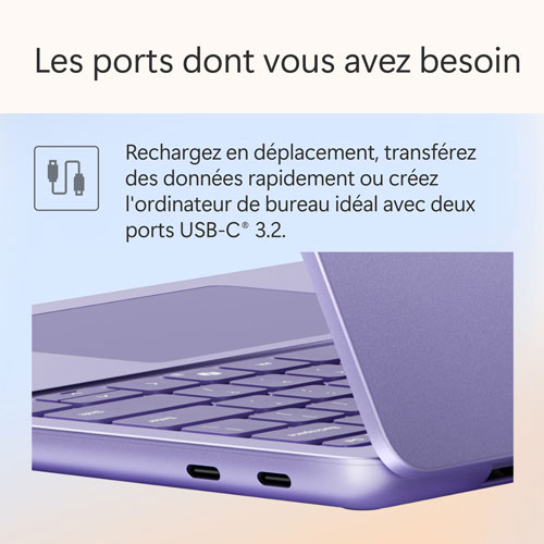 Portable Surface Laptop de 13 po de Microsoft avec Copilot+ PC - Violet (Snapdragon X Plus/RAM 16 Go/UFS 512 Go) - Anglais