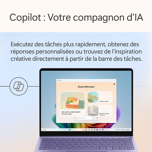 Portable Surface Laptop de 13 po de Microsoft avec Copilot+ PC - Violet (Snapdragon X Plus/RAM 16 Go/UFS 512 Go) - Anglais
