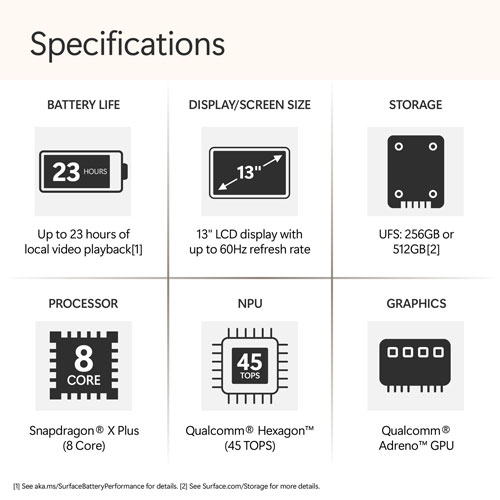 Portable Surface Laptop de 13 po de Microsoft avec Copilot+ PC - Violet (Snapdragon X Plus/RAM 16 Go/UFS 512 Go) - Anglais