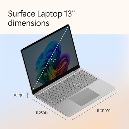 Microsoft Surface Laptop 13" Copilot+ PC Laptop - Platinum (Snapdragon X Plus/16GB RAM/512GB SSD) - Bilingual