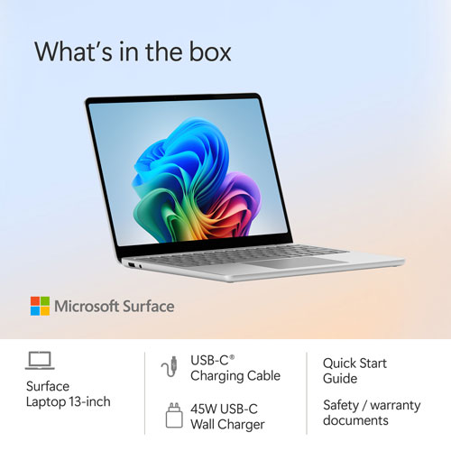 Microsoft Surface Laptop 13" Copilot+ PC Laptop - Platinum (Snapdragon X Plus/16GB RAM/512GB SSD) - Bilingual