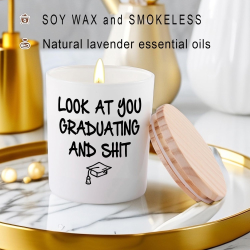 Bougie de remise des diplômes Cadeaux pour elle 2025 Cool Funny Masters Degree College High School Graduation Cadeaux pour femmes Hommes Regarde You