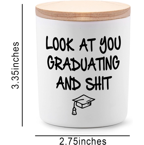 Bougie de remise des diplômes Cadeaux pour elle 2025 Cool Funny Masters Degree College High School Graduation Cadeaux pour femmes Hommes Regarde You