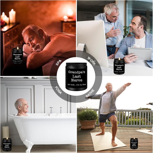 Grandpapa à domicile Cadeaux de grand-fille petit-fils, fête des Pères uniques, anniversaire, Noël, bougies de retraite, Bougie parfumée Last Nerve