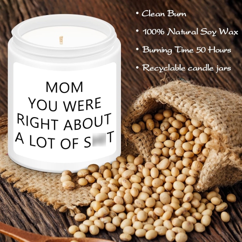 Homsolver Birthday Gifts for Mom from Daughter Son, Christmas Mothers Day Birthday Thanksgiving White Candle for Stepmother Adoptive Mother, Scented