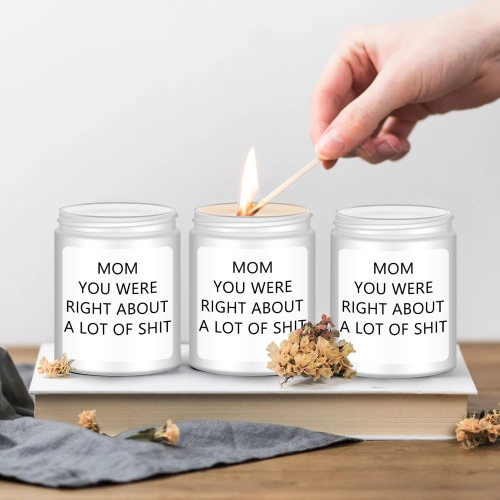 Homsolver Birthday Gifts for Mom from Daughter Son, Christmas Mothers Day Birthday Thanksgiving White Candle for Stepmother Adoptive Mother, Scented