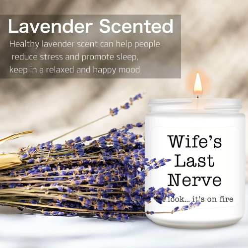 Homsolver Gifts for Wife from Husband, Funny Birthday, Christmas, Anniversary, Valentines, Romantic Lavender Scented Candles, Wife's Last Nerve