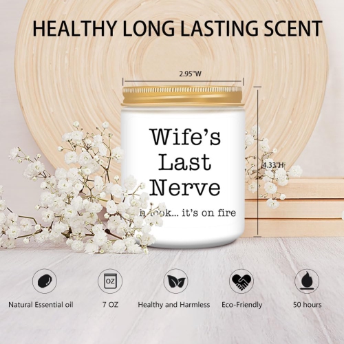 Homsolver Gifts for Wife from Husband, Funny Birthday, Christmas, Anniversary, Valentines, Romantic Lavender Scented Candles, Wife's Last Nerve