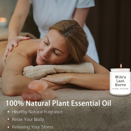 Homsolver Gifts for Wife from Husband, Funny Birthday, Christmas, Anniversary, Valentines, Romantic Lavender Scented Candles, Wife's Last Nerve