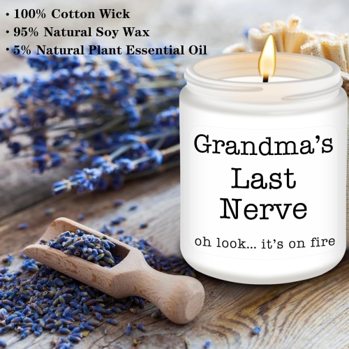 Homsolver Gifts for Grandma from Granddaughter Grandson, Christmas, Birthday, Mother and Grandparents Day, Lavender Scented Candles, Grandma’s Last