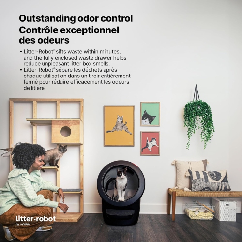 Litter-Robot 4 by Whisker, Black - Automatic, Self-Cleaning Litter Box, Includes 1 Year of WhiskerCare