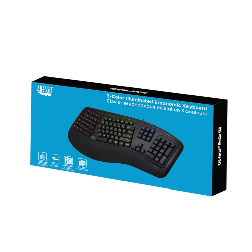 Adesso RGB Multimedia Ergonomic Keyboard
