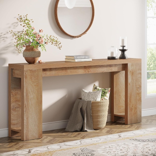 Tribesigns 70.9-Inch Extra Long Console Table, Farmhouse Wood Sofa Table Behind Couch
