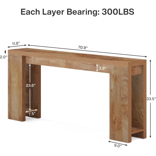 Tribesigns 70.9-Inch Extra Long Console Table, Farmhouse Wood Sofa Table Behind Couch
