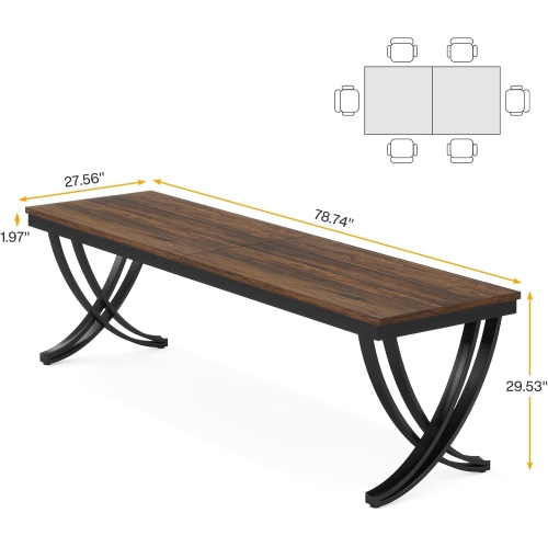 Tribesigns Rectangular Dining Table for 6-8, 78 inch Large Wood Farmhouse Dinner Table
