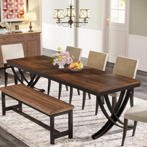 Tribesigns Rectangular Dining Table for 6-8, 78 inch Large Wood Farmhouse Dinner Table
