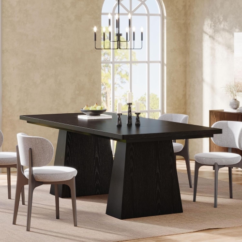 Tribesigns Dining Table for 6, Farmhouse Rectangular Table Kitchen Table with Double Pedestal