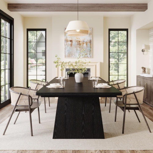 Tribesigns Dining Table for 6, Farmhouse Rectangular Table Kitchen Table with Double Pedestal