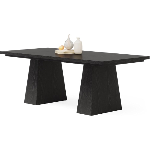 Tribesigns Dining Table for 6, Farmhouse Rectangular Table Kitchen Table with Double Pedestal