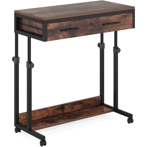 Bureau portatif avec tiroirs de Tribesigns, bureau mobile pour ordinateur portatif à roulettes, bureau de canapé avec table d'appoint et table-lit