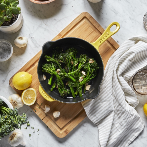 STAUB Pans 22 cm / 8.5 inch Cast Iron Traditional Deep Frypan, Citron