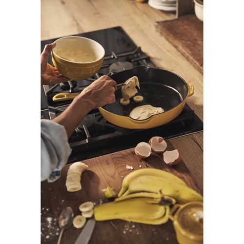 STAUB Pans 22 cm / 8.5 inch Cast Iron Traditional Deep Frypan, Citron