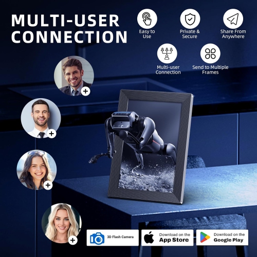 Plimpton Digital Photo Frame WiFi 10.1 inch Smart Digital Picture Frame, 1200x1920 Touch Screen, 32GB Memory, Share Photos Instantly from Anywhere