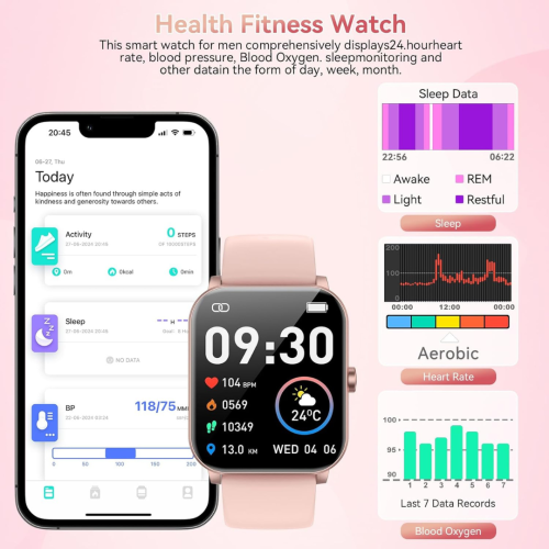 Smart Watch for Men Women with Bluetooth Call 1.85" HD Touch Screen Fitness Tracker, 120+ Sports Modes, IP68 Waterproof Fitness Watch, Heart