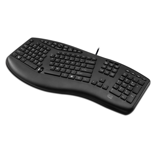 Adesso TruForm 160 Multimedia Ergonomic Keyboard with Scroll Wheel, Canadian French/English 104 Key Layout