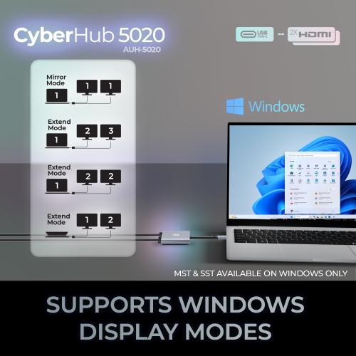 Adesso USB-C to Dual HDMI Adapter, 4K, 60Hz