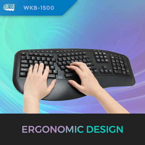 Adesso Canadian French/English Wireless Ergonomic Keyboard and Laser Mouse Combo