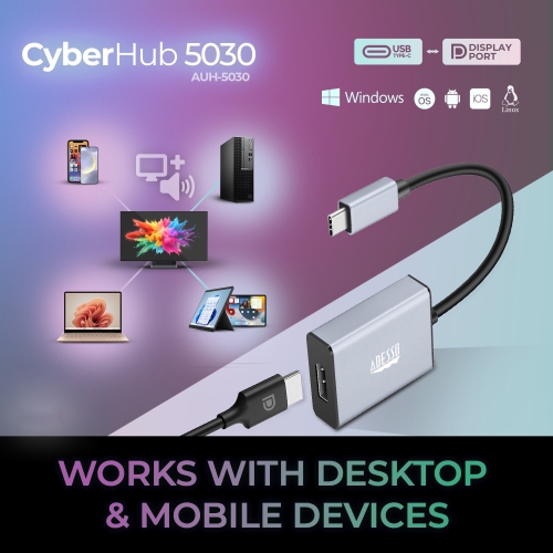 Adesso CyberHub 5030 USB-C to Display Port Adapter