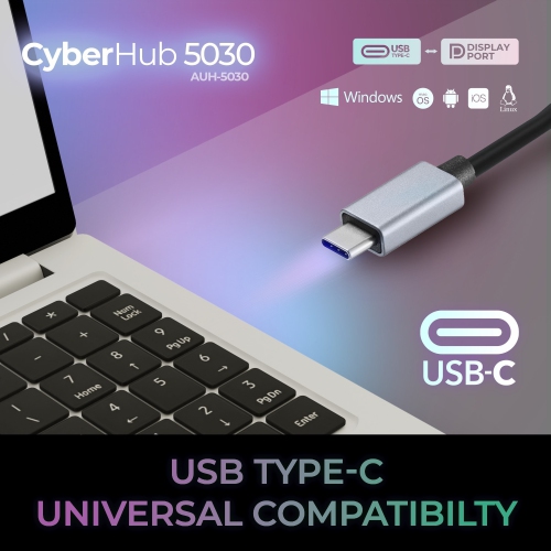 Adesso CyberHub 5030 USB-C to Display Port Adapter