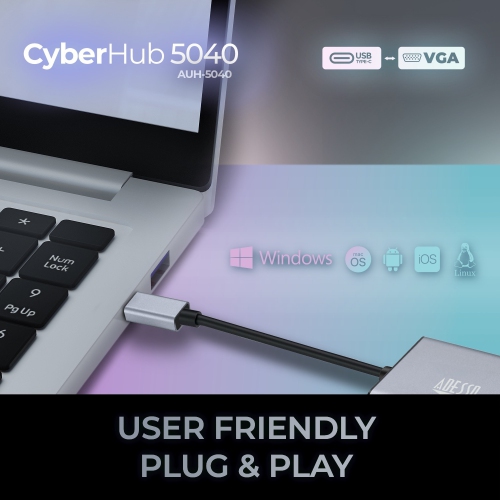 Adesso CyberHub 5040 USB-C to VGA Adapter