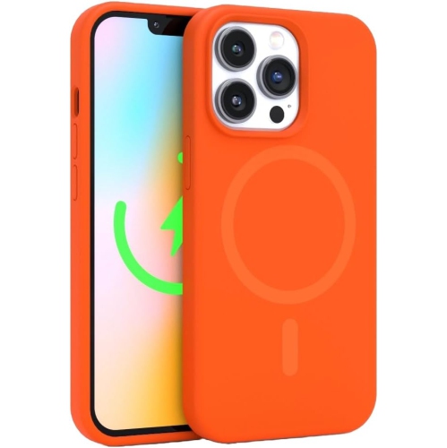 - Étui MagSafe pour iPhone 12/12 Pro, étui iPhone orange néon élégant - Étui de protection antichoc à 360 degrés