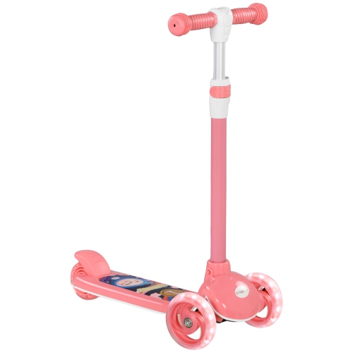 Image 1 de 9.. Qaba Kids Scooter, 3 Wheel Toddler Scooter with 3-level Adjustable Height, Rear-Fender Brake, LED Light, TPE Handlebar, for Boys and Girls Ages 2-6,
