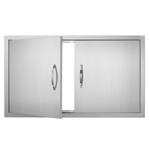 VEVOR  36W X 21H Inch Bbq Access Door, Double Outdoor Kitchen Door, Stainless Steel Flush Mount Door, Wall Vertical Door w Handles, for Bbq Island