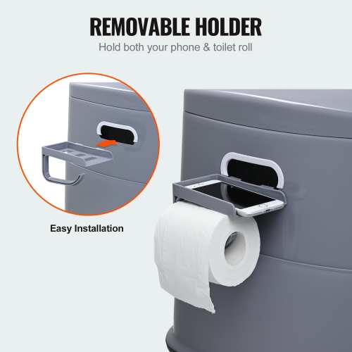 VEVOR 1.3 Gal Portable Toilet for Camping, Porta Potty with Detachable Inner Bucket & Removable Paper Holder, Commode with Dual Lids, Travel Toilet