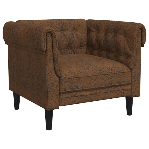 Fauteuil vidaXL Chesterfield en tissu brun