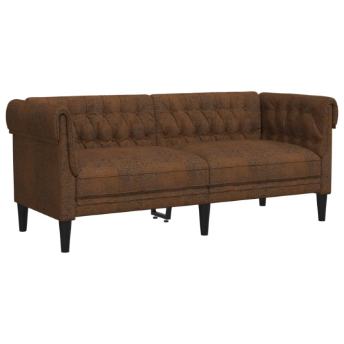 vidaXL Chesterfield Sofa 2-Seater Brown Fabric