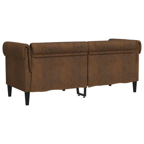 vidaXL Chesterfield Sofa 2-Seater Brown Fabric