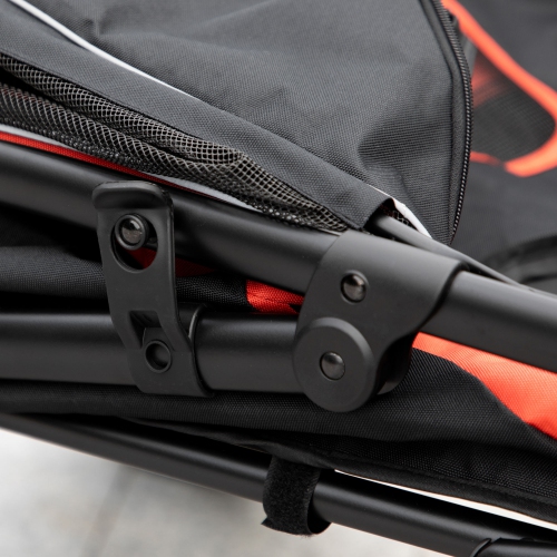 PawHut Pet Stroller, One-Click Foldable Dog Stroller with Universal Front Wheels, Shock Absorber, Dog Cat Carriage with Brakes, Safety Leash for