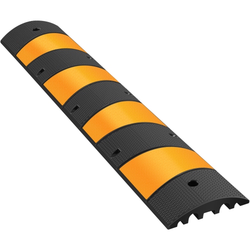 VEVOR 6ft Rubber Speed Hump for Driveways, Durable Cable Guard Ramp, 72.4x12x2.4 in, Dual-Channel for Garage, Gravel, Asphalt, Concrete Paths