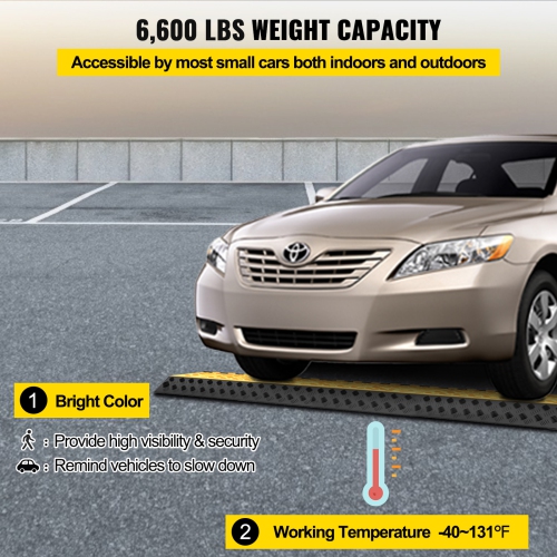 Protecteur de câble en caoutchouc VEVOR à 3 canaux, 2 rampe de protection durable de 2,3 cordon pour les entrées de garage, capacité 6600&nbsp;lb