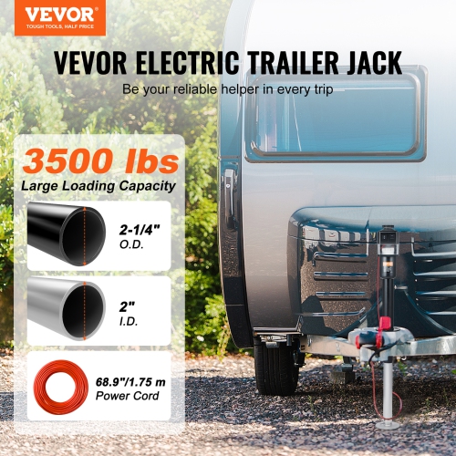VEVOR 3500 lbs Electric Trailer Jack, Power Tongue Jack, 9.84"-33.85" Electric Tongue Jack with Waterproof Cover for Lifting RV Trailer, Horse