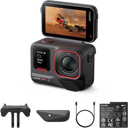 Ensemble InstaAce Pro 2 – Caméra d'action 8K étanche, Leica Co-Engineered, capteur 1/1 de 3&nbsp;po, deux puces à intelligence artificielle, écran ra