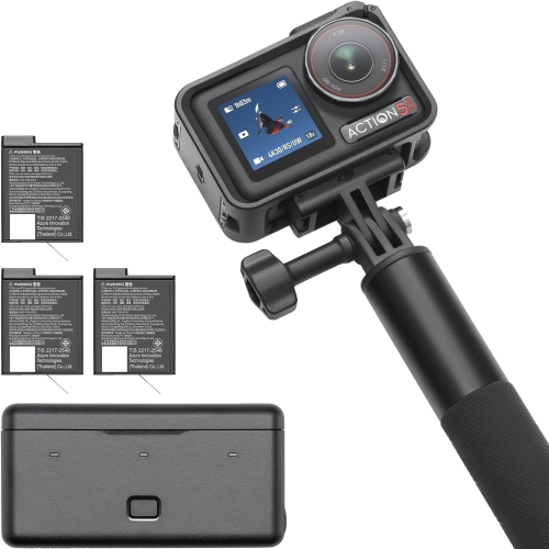 Osmo Action 5 Pro de DJI – Caméra d'action 4K, capteur 1/1 de 3&nbsp;po, batterie 12&nbsp;h, stabilisation, deux écrans OLED Ensemble aventure