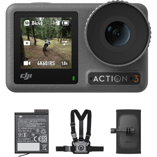 Image 1 of 6.. DJI Osmo Action 3 – 4K/120fps, Wide FOV, HorizonSteady, 320-Min Battery, Outdoor Combo