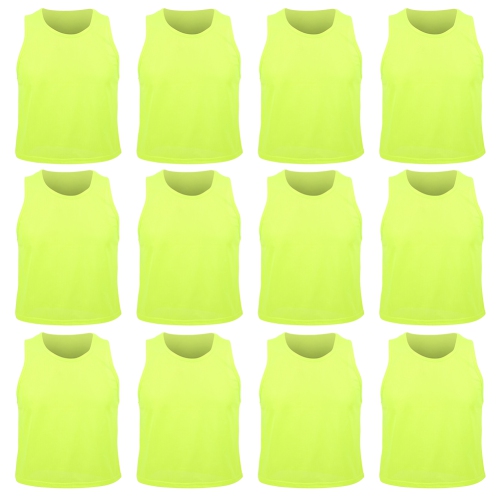 12PCS Small Mesh Children Football Training Vest Breathable Fluorescent Green Free Size